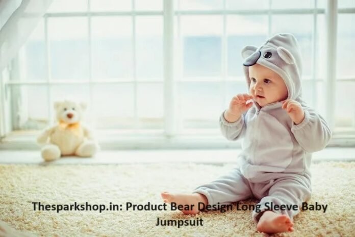 Thesparkshop.in Product Bear Design Long Sleeve Baby Jumpsuit Thesparkshop.in: Product Bear Design Long Sleeve Baby Jumpsuit